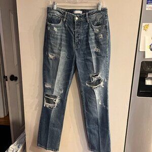 Flying Monkey Ripped Blue Straight Leg Jeans